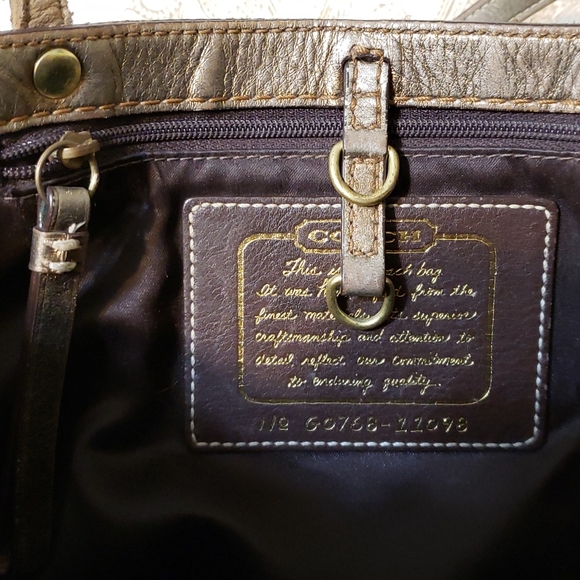 Chocolate & bronze Coach shoulder purse - Picture 6 of 16